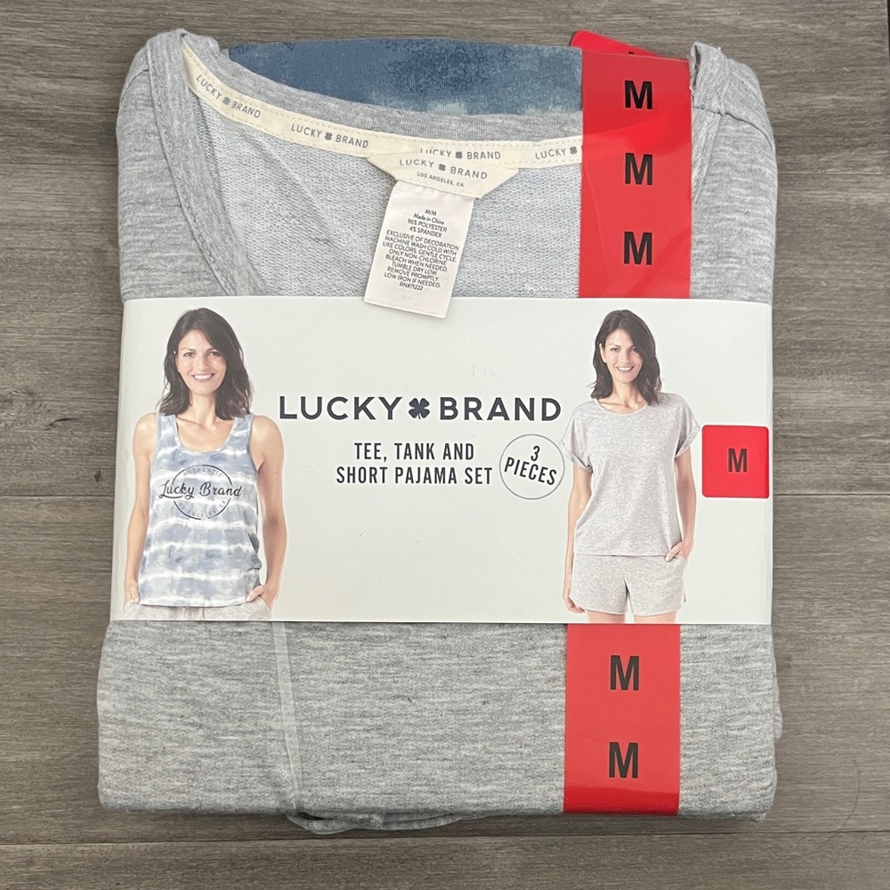 Lucky Brand 3 Piece Heather Gray Pajama Set